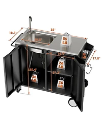 Streamdale Furniture Outdoor Grill Table with Sink & Cabinet