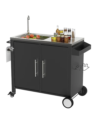 Streamdale Furniture Outdoor Grill Table with Sink & Cabinet
