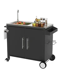Streamdale Furniture Outdoor Grill Table with Sink & Cabinet