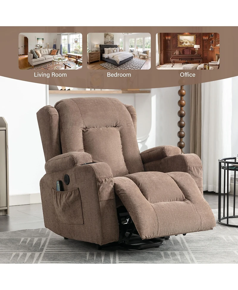 Power Lift Recliner Chair Recliners for Elderly with Heat and Massage Recliner Chair for Living Room with Infinite Position and Side Pocket,Usb Charge