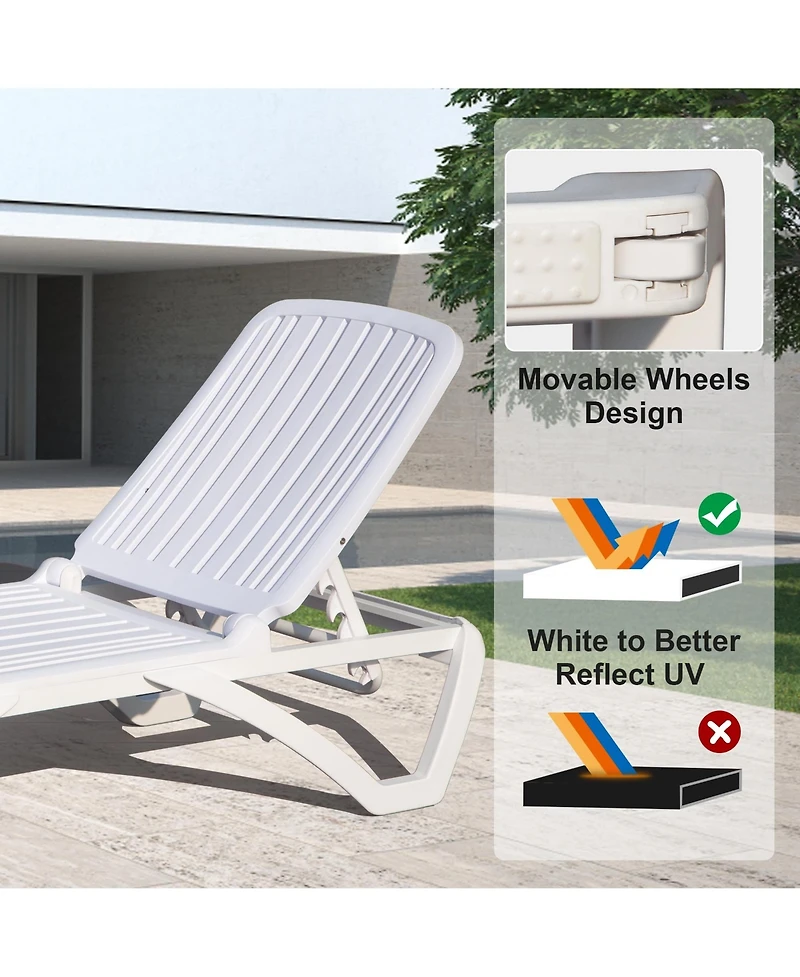 Outdoor Chaise Lounge, Pool Lounge Chair Plastic Adjustable Recliner in-Pool Lounger Tanning Lounge Chair with Table for in-Pool, Beach, Poolside, Law