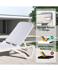 Outdoor Chaise Lounge, Pool Lounge Chair Plastic Adjustable Recliner in-Pool Lounger Tanning Lounge Chair with Table for in-Pool, Beach, Poolside, Law