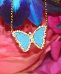 Kamaria Butterfly Necklace with Turquoise 14k Gold Plated Sterling Silver
