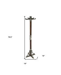 Slickblue Industrial Vintage Style Coat Rack with Metal Frame and Wood Accents for Entryway