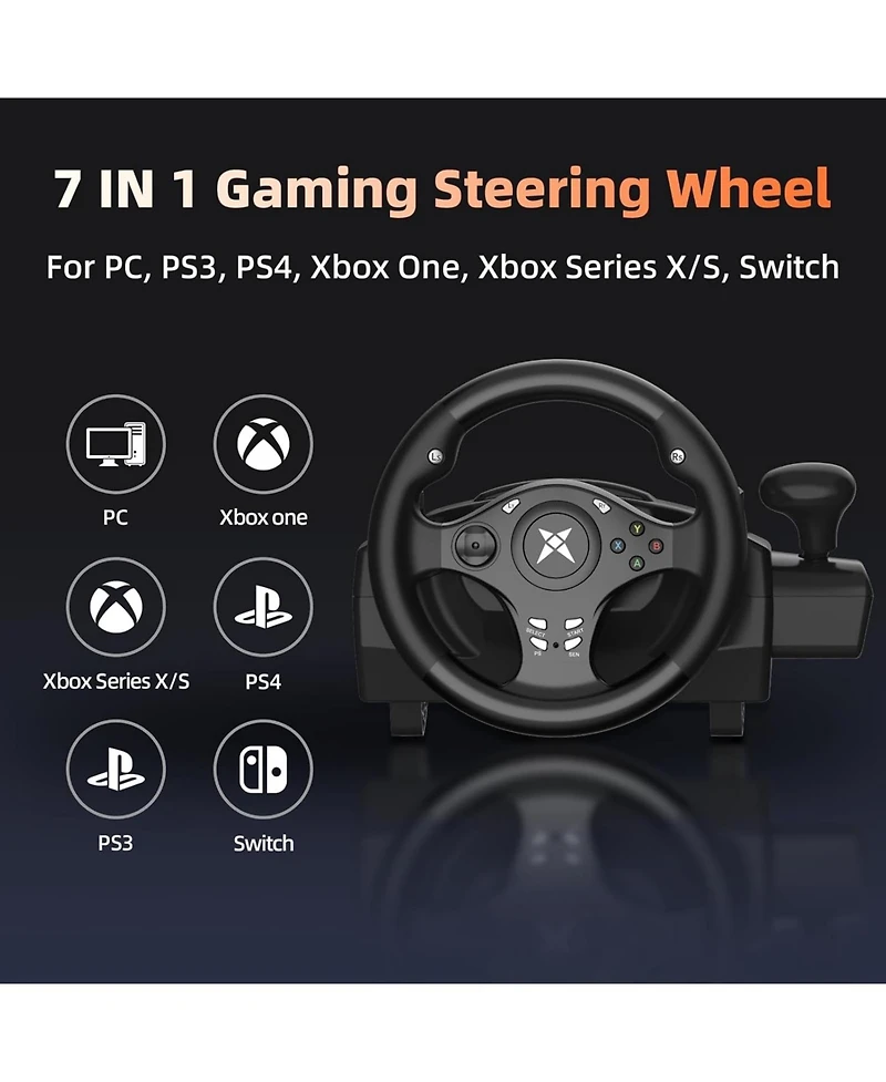 Nbcp Pc Racing Wheel with Pedals – 270° Driving Force Simulator Steering Wheel, Dual Vibration, Compatible with Xbox, PS4, PS3, Nintendo Switch & Andr