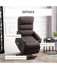 Flynama Electric Power Lift Recliner Chair for Elderly, Fabric Lift Chair with Remote Control, Side Pockets for Living Room, Brown