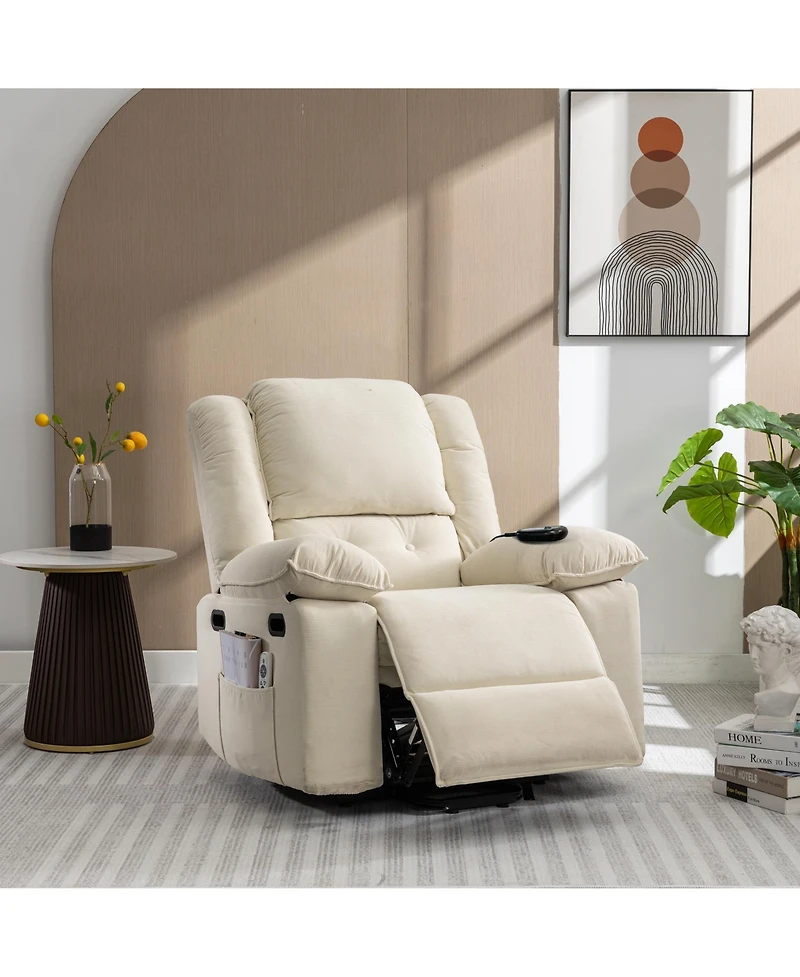 Flynama Massage Recliner,Power Lift Chair for Elderly with Adjustable Massage and Heating Function,Recliner Chair with Infinite Position and Side Pock