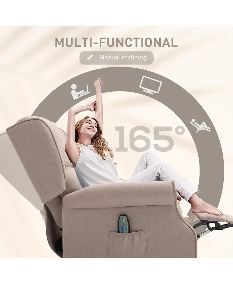 Homcom Massage Recliner Sofa with Heat Function, Remote Control,