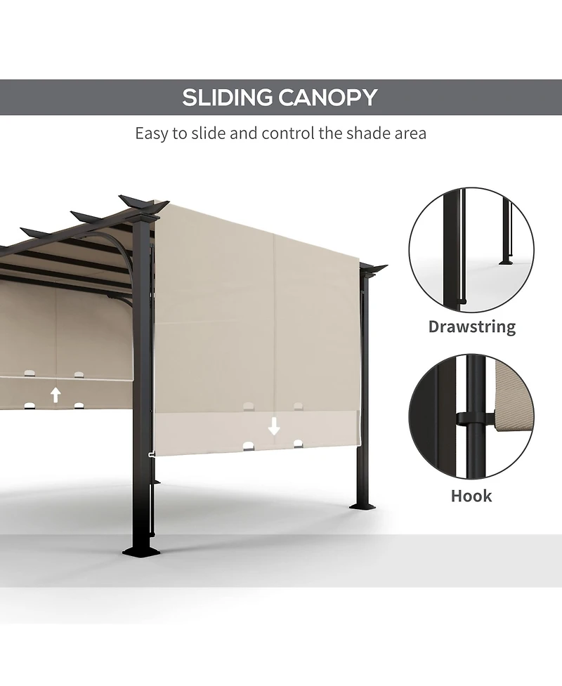 Outsunny 10' x 10' Steel Patio Pergola with Canopy