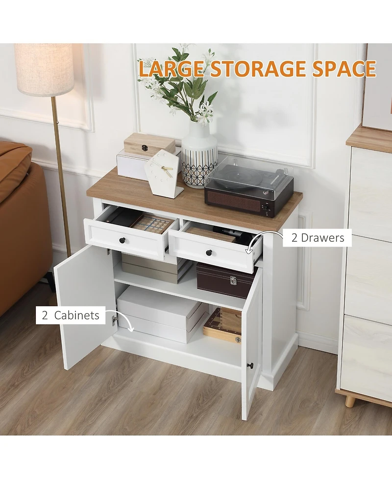 Homcom Buffet Cabinet with 2 Storage Drawers and Cabinet,