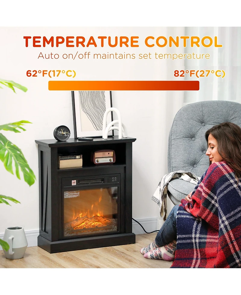 Homcom 27" Electric Fireplace Heater with Mantel & Remote Control,