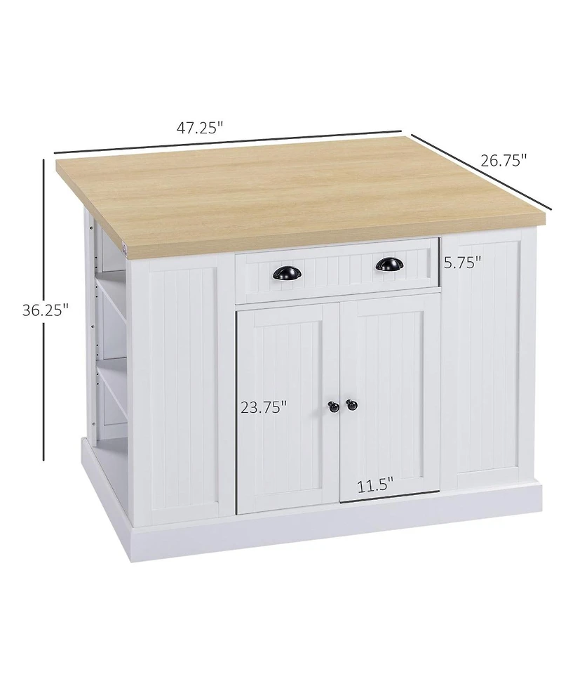 Halifax North America White Kitchen Helper: Freestanding Island Table with Drop Leaf