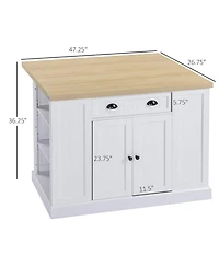 Halifax North America White Kitchen Helper: Freestanding Island Table with Drop Leaf