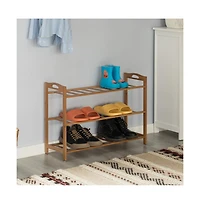 Basicwise Bamboo Storage Shoe Rack, Free Standing Shoe Organizer Storage Rack
