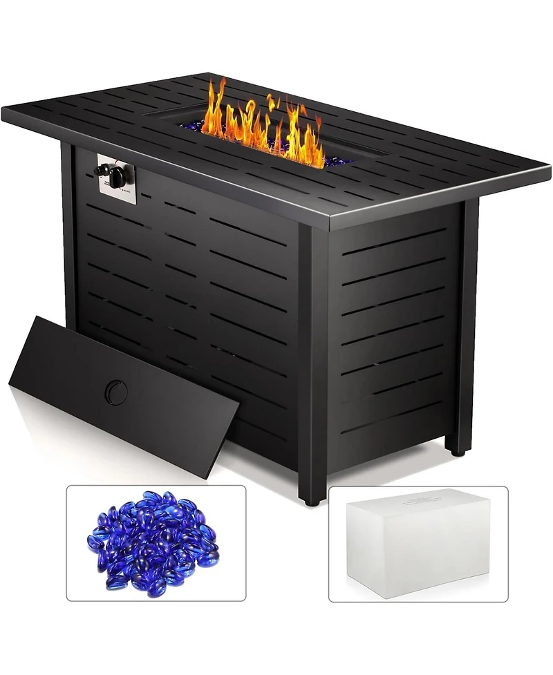 Zafro 43" 2-in-1 Fire Pit Table with Adjustable Flame, 50,000 Btu Smokeless Windproof Propane Heater, Durable Metal Frame, Csa Certified for Pati