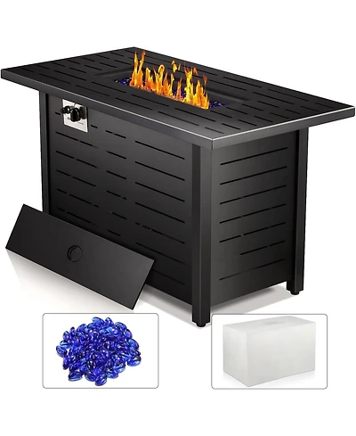 Zafro 43" 2-in-1 Fire Pit Table with Adjustable Flame, 50,000 Btu Smokeless Windproof Propane Heater, Durable Metal Frame, Csa Certified for Pati