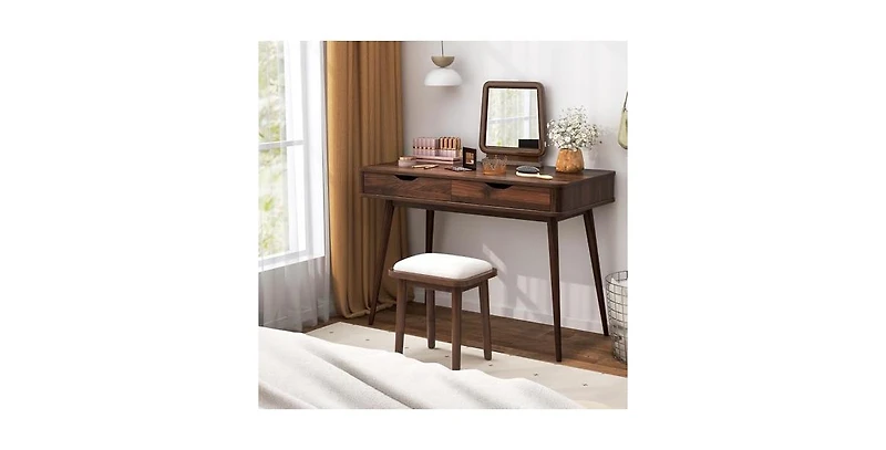 Mecale 43.5 Inch Computer Desk with 2 Drawers for Small Spaces