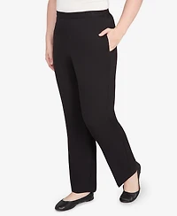 Alfred Dunner Women's Textured Pull On Elastic Medium Length Pants