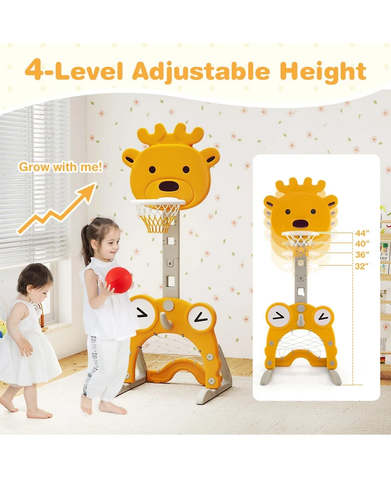 Gymax Toddler Basketball Hoop 4-in-1 Indoor/Outdoor Activity Center Sports Gift