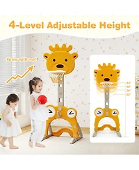 Gymax Toddler Basketball Hoop 4-in-1 Indoor/Outdoor Activity Center Sports Gift