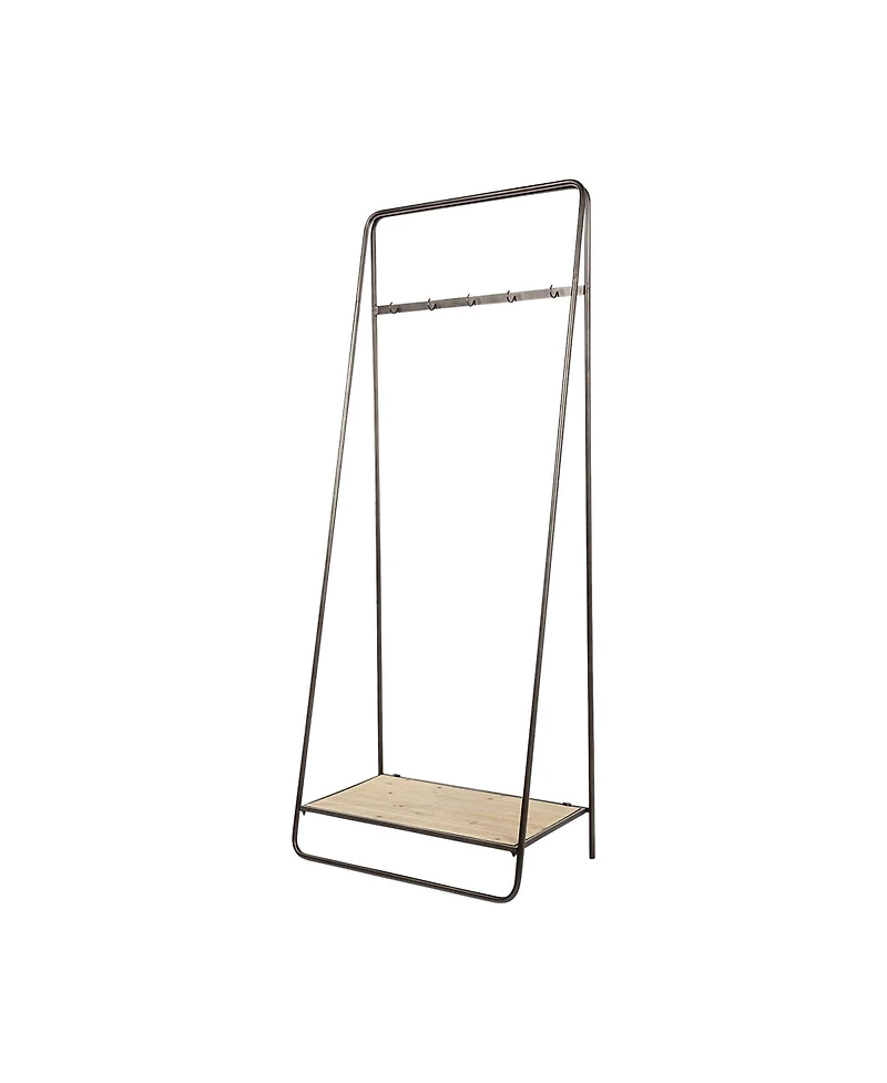 Slickblue Industrial Pipe Hall Tree with Metal Frame and Wood Shelves for Entryway Storage