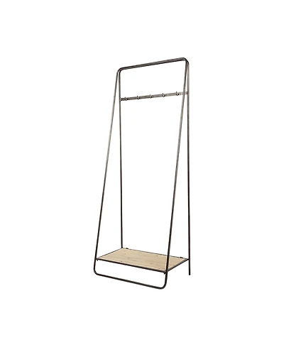 Slickblue Industrial Pipe Hall Tree with Metal Frame and Wood Shelves for Entryway Storage