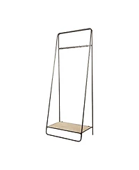 Slickblue Industrial Pipe Hall Tree with Metal Frame and Wood Shelves for Entryway Storage