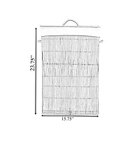 Wickerwise Square Bamboo Collapsible Waterproof Laundry Hamper with Lid and Handles for Organizer, Clothes, Toy Durable Folder Washing Bin for Easy Ca