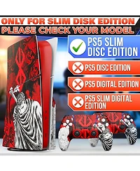 Nbcp PS5 Slim Skin with Controller Skin Set, Dark Warrior Anime Design, Matte Finish, Scratch-Resistant, Fade-Proof, Precise Fit, Protects from Dust