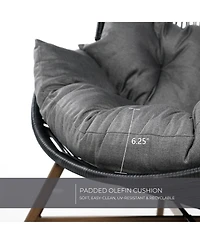 Mondawe Hand-Woven Wicker Oversized Egg Chair,Rust-Resistant Steel Frame & 6.25" Thick Cushion Chair
