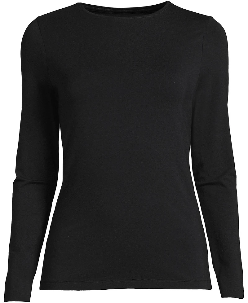 Lands' End Women's Lightweight Jersey Skimming Long Sleeve Crew Neck T-shirt