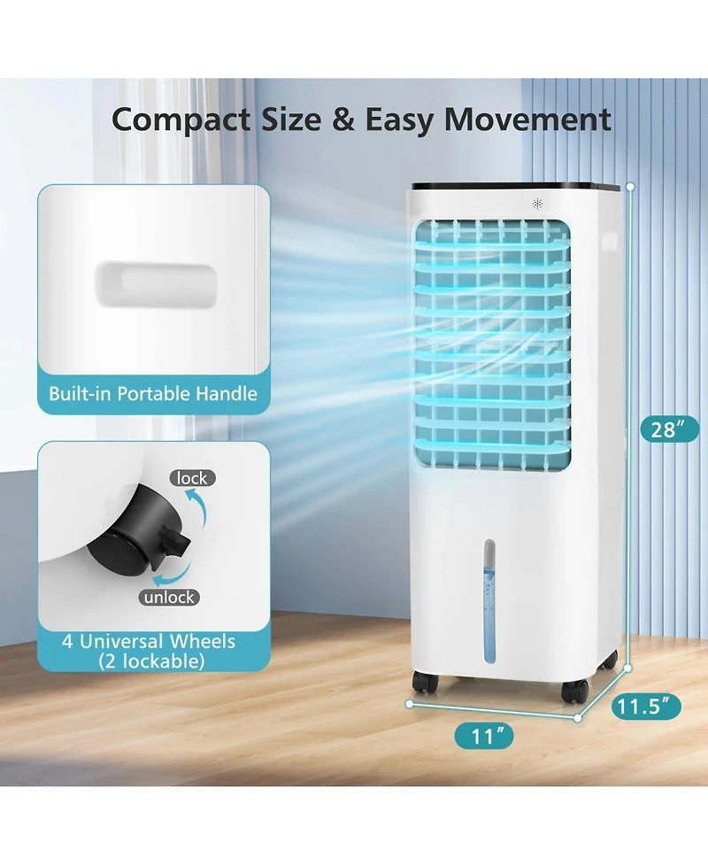 4-in-1 Evaporative Air Cooler with 12L Water Tank and 4 Ice Boxes