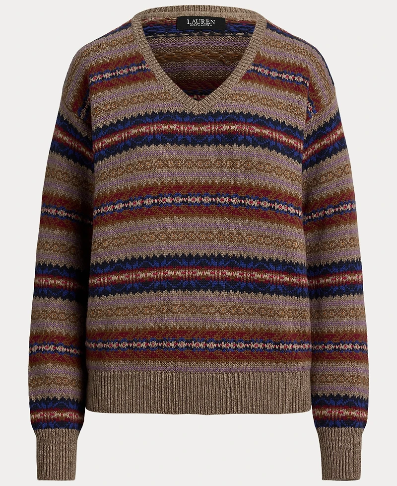 Lauren Ralph Women's Fair Isle V-Neck Sweater