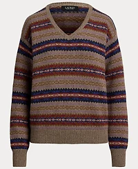 Lauren Ralph Women's Fair Isle V-Neck Sweater