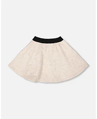 Deux par Girl Glittering French Terry Skirt Beige and Black