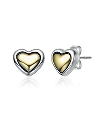Rachel Glauber Two-Tone Sleek Heart Stud Earrings