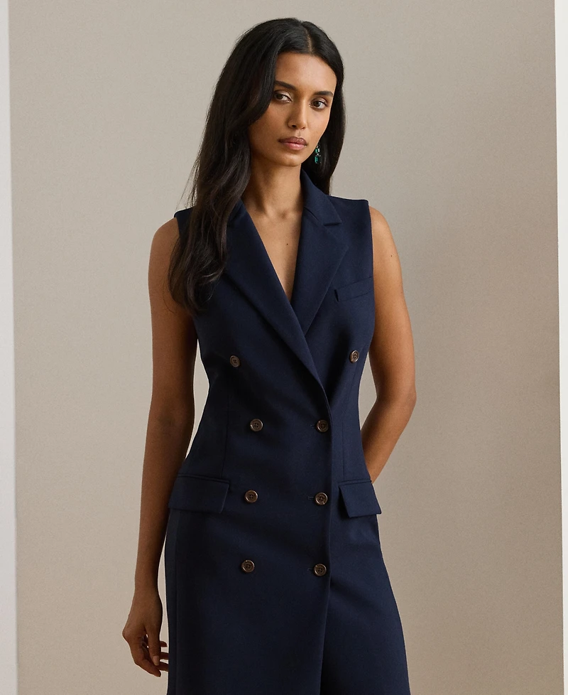Lauren Ralph Women's Double-Breasted Crepe Sleeveless Dress