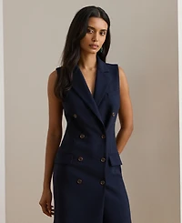 Lauren Ralph Women's Double-Breasted Crepe Sleeveless Dress