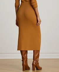 Lauren Ralph Women's Grenya Rib-Knit Pencil Midi Skirt