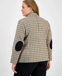 Jones New York Plus Check Faux Double-Breasted Jacket