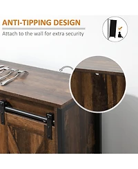 Homcom Industrial Buffet Cabinet Kitchen Sideboard with Sliding Barn Doors