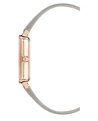 Anne Klein Women's Quartz Rectangular Taupe Leather and Rose Gold-Tone Metal Alloy Watch, 26mm