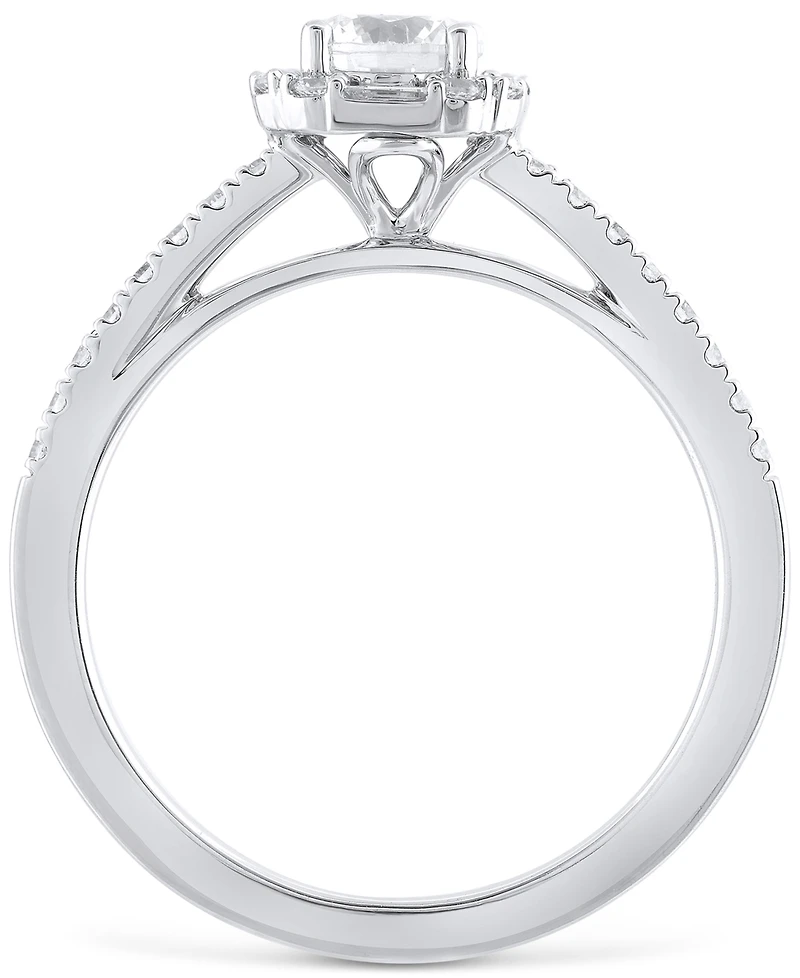 Diamond Halo Engagement Ring (3/4 ct. t.w.) in 14k White Gold