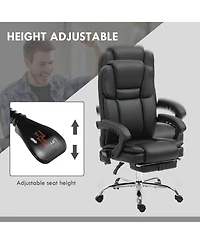 Vinsetto Massage Office Chair with Footrest, Pu Leather Desk Chair,