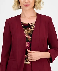 Kasper Women's Collarless Open-Front Cuffed Jacket, Regular & Petite