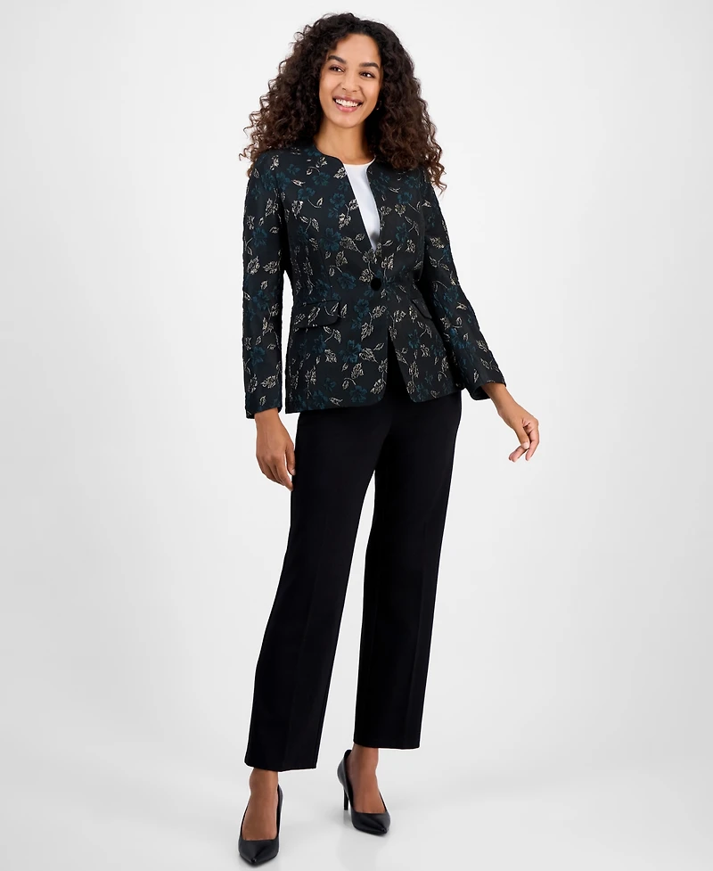 Kasper Women's Metallic Jacquard Collarless Jacket, Regular and Petite Sizes