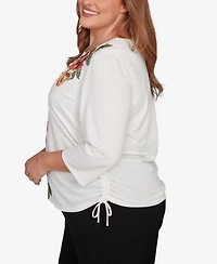 Alfred Dunner Plus Mount Laurel Asymmetric Floral Side Tie Top