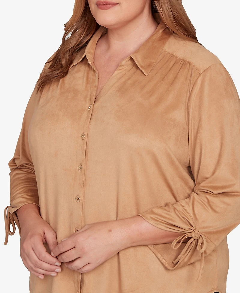 Alfred Dunner Plus Mount Laurel Button Front Top
