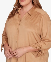 Alfred Dunner Plus Mount Laurel Button Front Top
