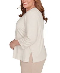 Alfred Dunner Plus Urban Legend Center Embellished V-Neck Top